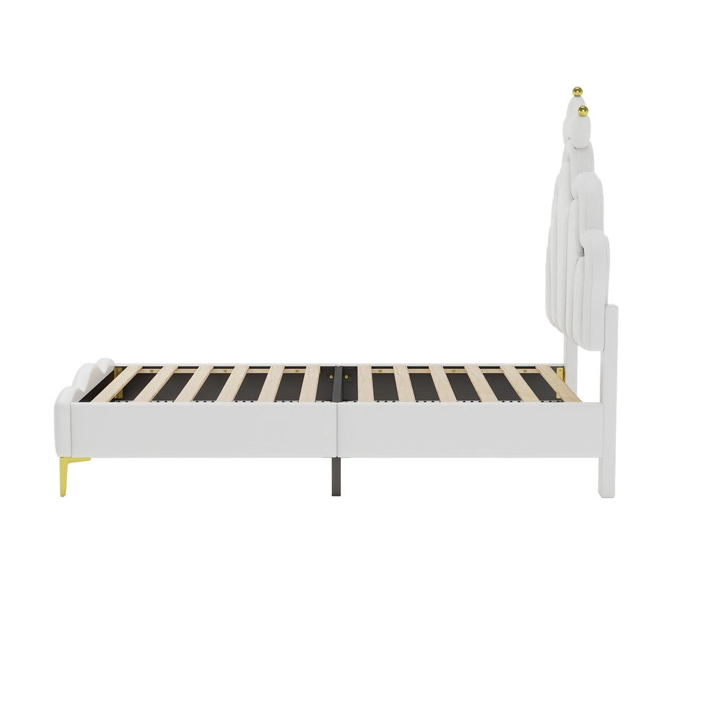 Letto Matrimoniale Imbottito LED ¨C MINIMAL ¨C Similpelle Bianco 90x200