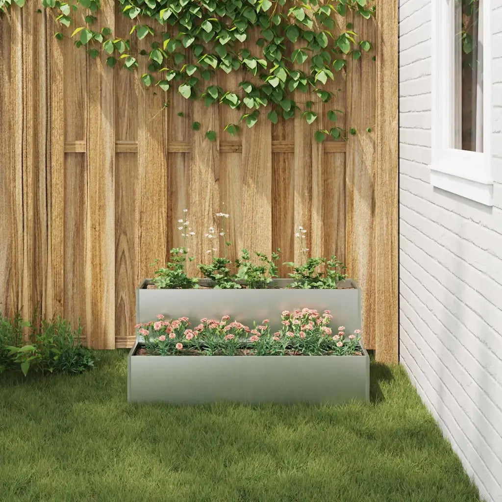 Fioriere | Cassetta per fiori | Vaso da giardino Argento 100 x 60 x 45 cm Acciaio zincato