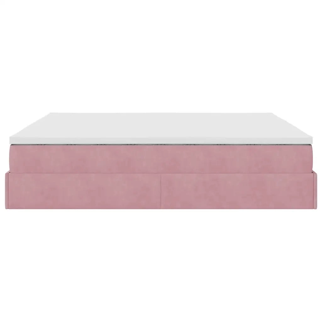 Struttura Letto Pouf con Materasso Rosa 180x200 cm in Velluto 3311206