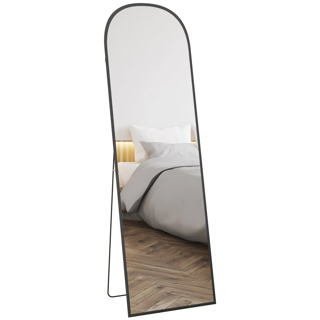 Specchio da Terra e Parete Moderno in Lega di Alluminio con Supporto Pieghevole, 50x161.5cm, Nero