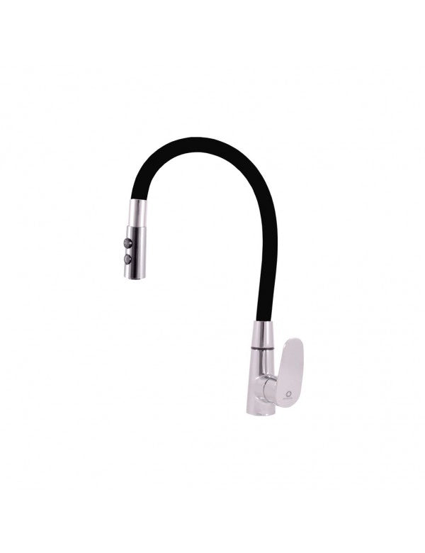 Miscelatore flessibile per lavello in memory foam con inverter AMUR in ottone cromato nero