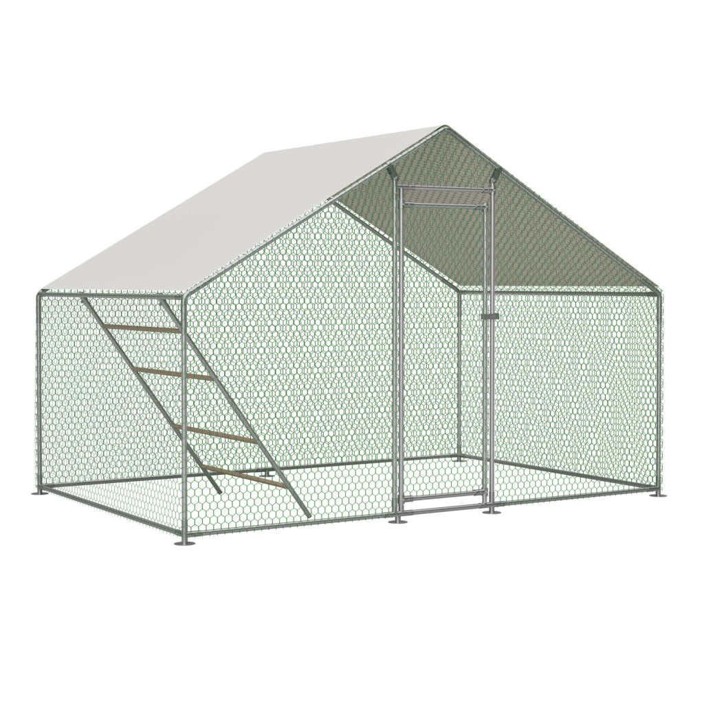 Recinto per polli 300x200x200 cm grigio metallo con scala