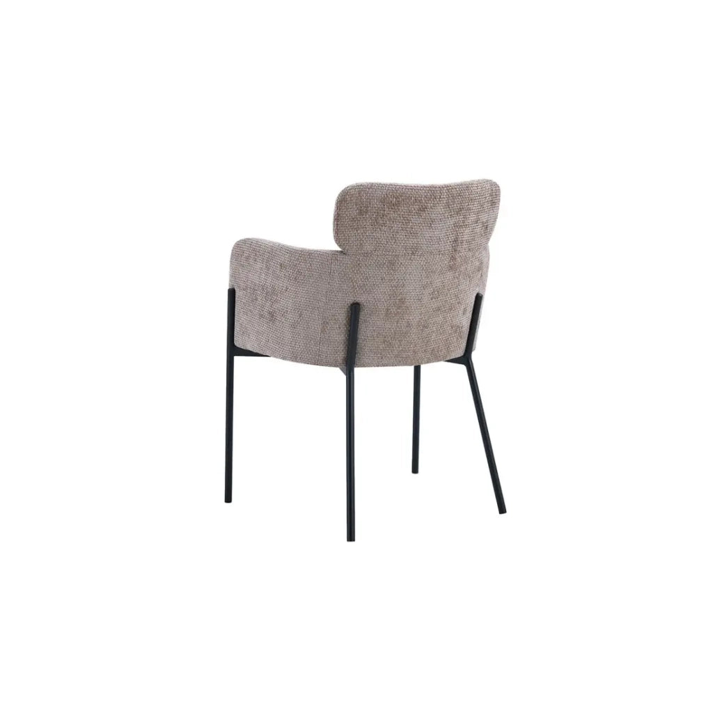 Sedia da pranzo CAMPBELL - Tessuto sabbia - Braccioli - Piedi in metallo nero - Stile design / industriale
