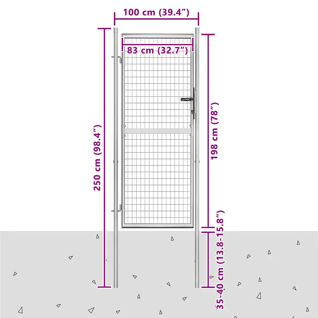 Cancello per Giardino in Acciaio Zincato 105x250cm Argento cod mxl 42381