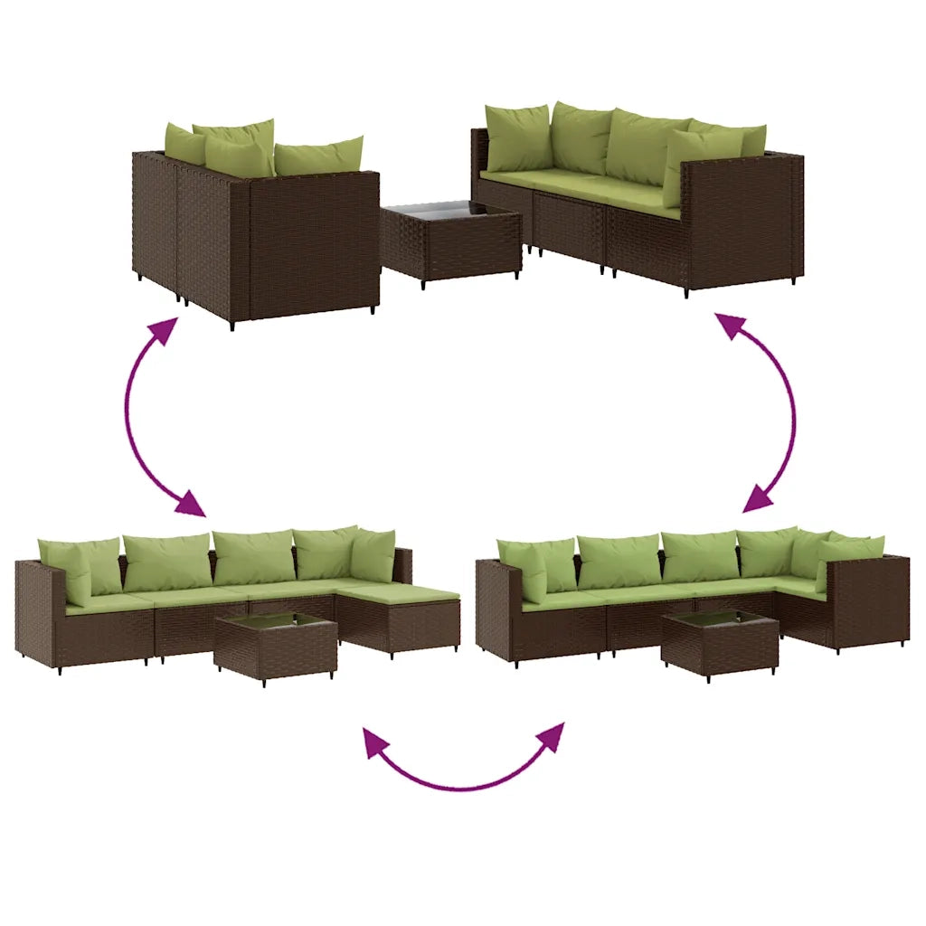 Set Mobili da Giardino 6pz con Cuscini in Polyrattan Marrone 3308166