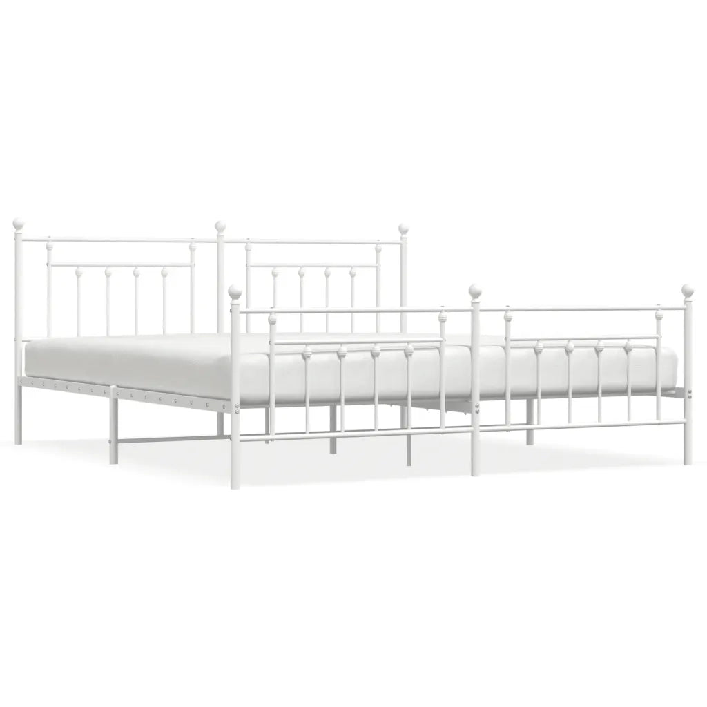 Giroletto con Testiera e Pediera-Struttura Letto Metallo Bianco 200x200 cm 164829