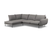 Cosmopolitan Design - Divano angolare sinistro "Vienna" 6 posti in tessuto strutturato grigio scuro 