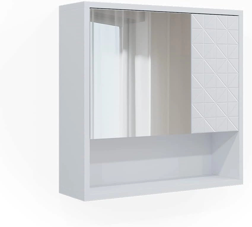 Specchio contenitore bagno Agasta, Bianco, 54 x 53 cm, combinabile con i mobili Agasta per riporre oggetti in bagno