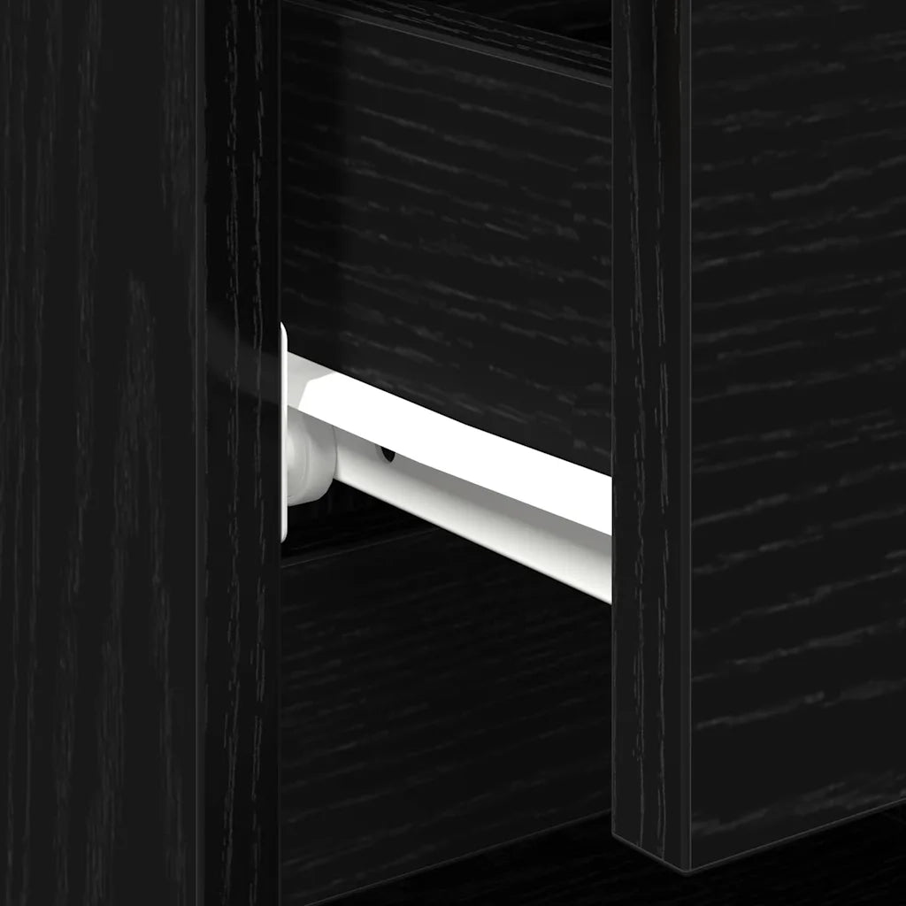 Comodino | Armadio da Notte | Mobiletto da notte Rovere Nero 40 x 35 x 50 cm Legno multistrato