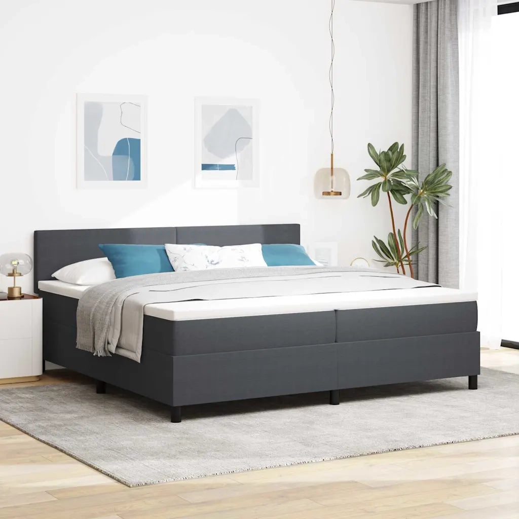 Letto a molle con testiera Grigio Scuro e Bianco 200 x 200 cm 3337528