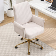 SEDIA ergonomica in velluto a coste bianca con base dorata