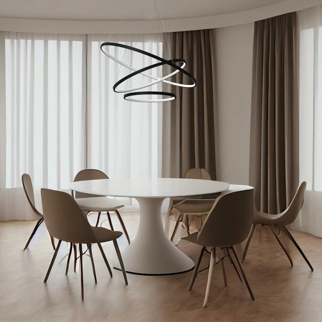 Lampadario LED moderno nero 3 anelli 93W 4000K Milagro