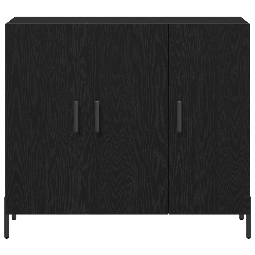 Credenza in Rovere Nero 90x34x80 cm in Legno Ingegnerizzato