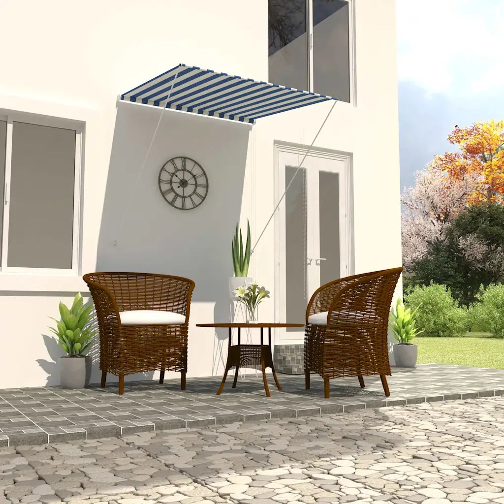 Tenda da Sole Retrattile-Tenda parasole per Patio 100x150 cm Blu e Bianco