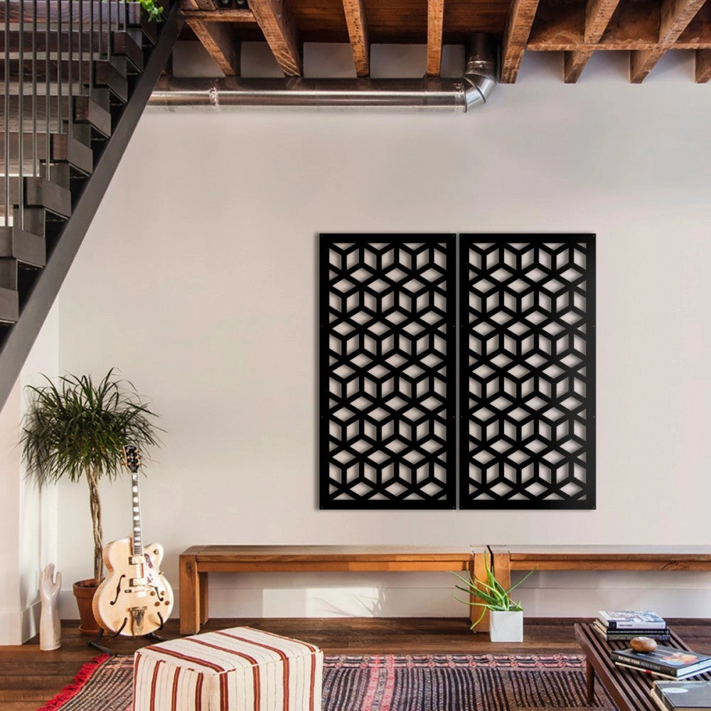 CUBO - Pannello in PVC traforato - Parasole Colore: nero, Misura: 50x150 cm