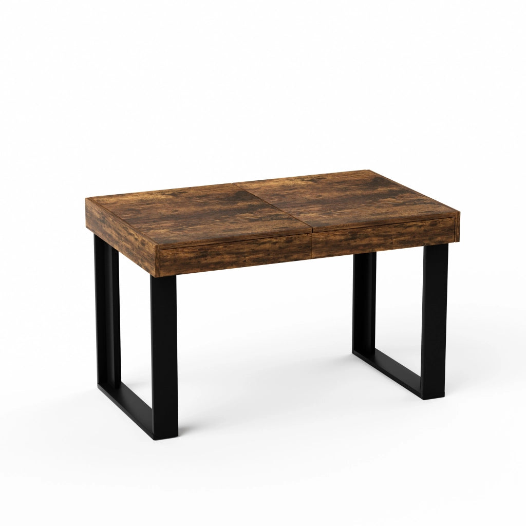 TAVOLO Allungabile 120-160 cm in Legno Effetto Rustico Marrone e Nero