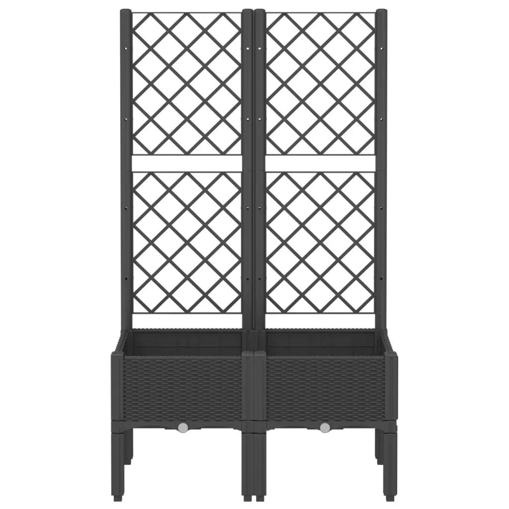Fioriera | Cassetta per fiori | Vaso da Giardino con Traliccio Nera 80x40x142 cm in PP