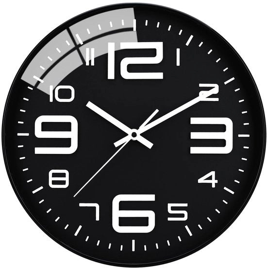 Orologio da parete silenzioso 30cm con funzione antitocco, con design moderno e elegante per la sala da pranzo, grande orologio da parete per cucina, alimentato da batterie (nero)