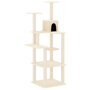 Tiragraffi per gatti torre per arrampicata giocattolo piattaforma per arrampicata con tiragraffi in sisal 153 cm crema 02_0022484
