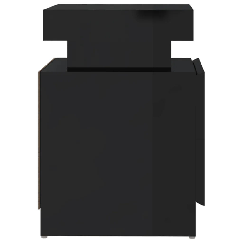 Comodino Nero Lucido 45x35x52 cm in Legno Multistrato 326856