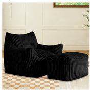 POLTRONA Reclinabile con pouf Grigio in flanella