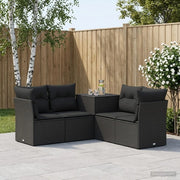 Set di divani 5 pz Nero Rattan sintetico e Acciaio 3447831