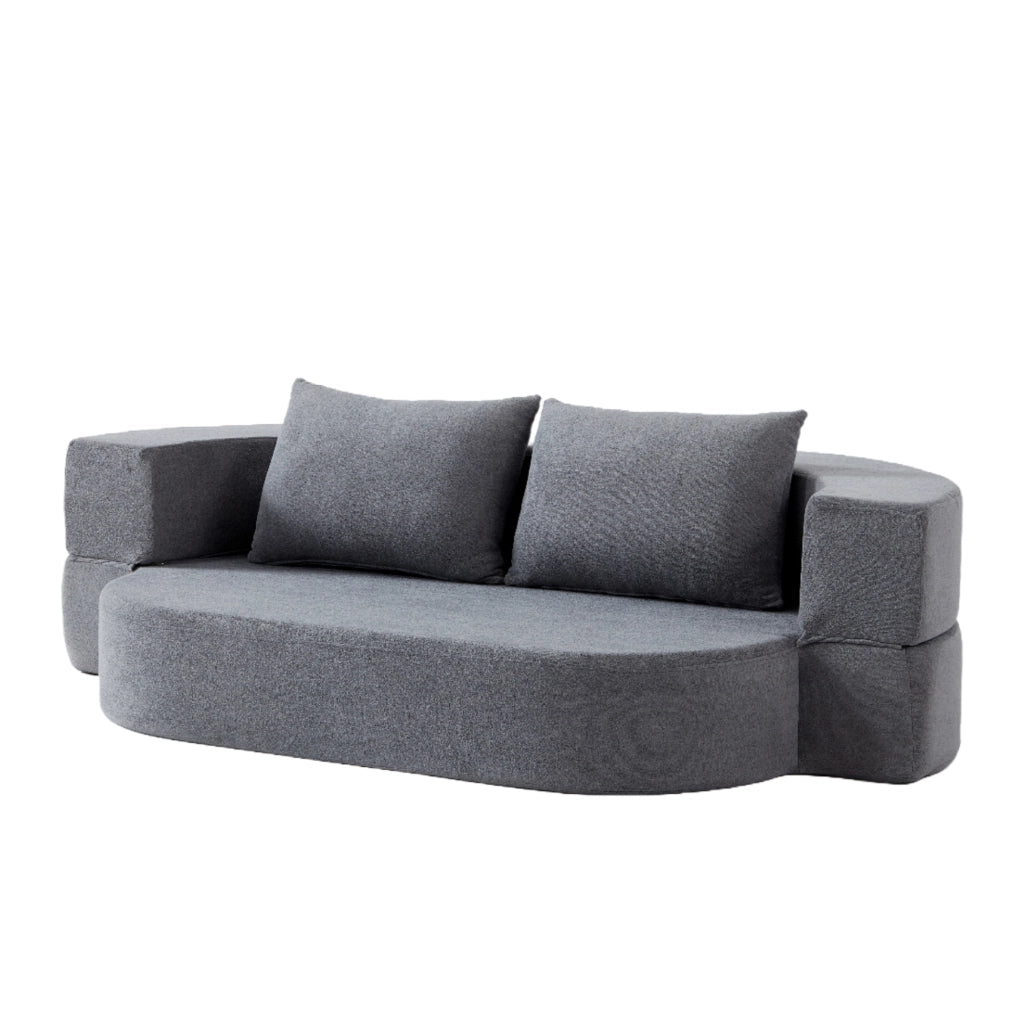 Divano letto pieghevole 3 in 1 trasformabile, con schiuma ad alta densità, tessuto sfoderabile, colore grigio chiaro