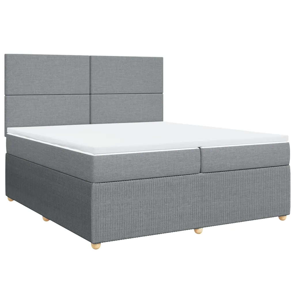 Giroletto a Molle con Materasso Grigio Chiaro 200x200cm Tessuto