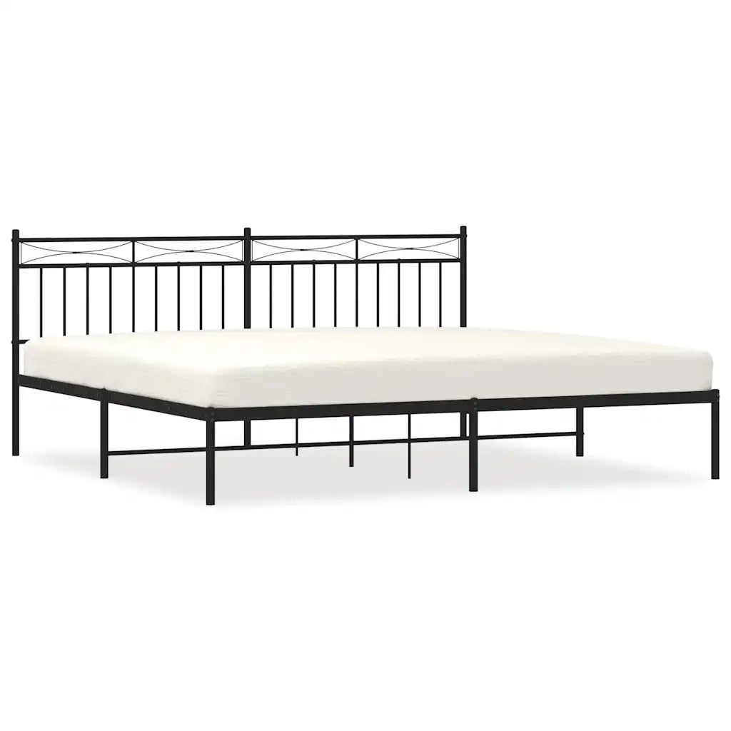 Giroletto con Testiera-Struttura Letto con testiera in Metallo Nero 193x203 cm 494077
