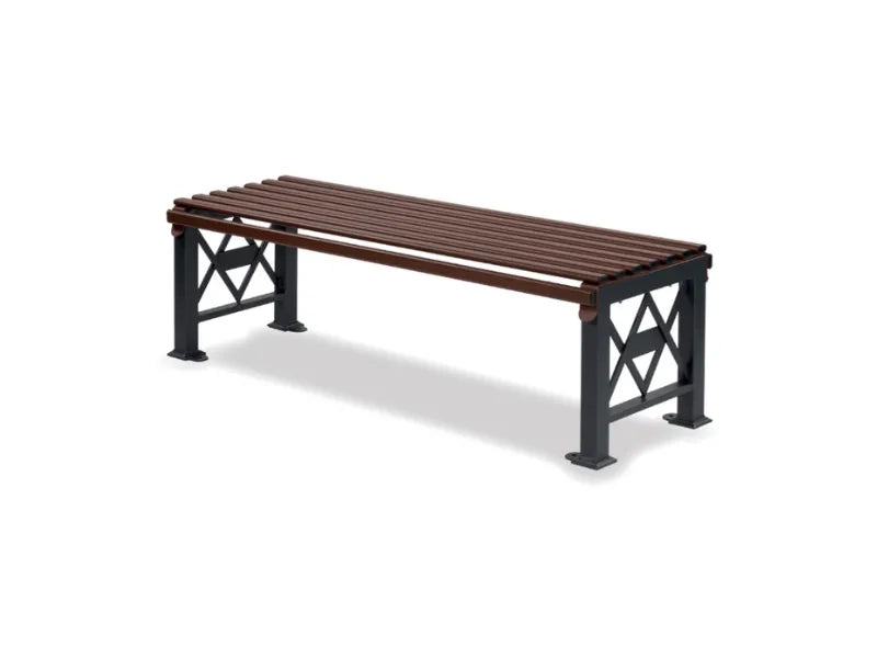 Panca Deimos dritta curva Giochipark acciaio zincato verniciato cm 150x49x47h - Grigio micaceo/Corten - Dritto