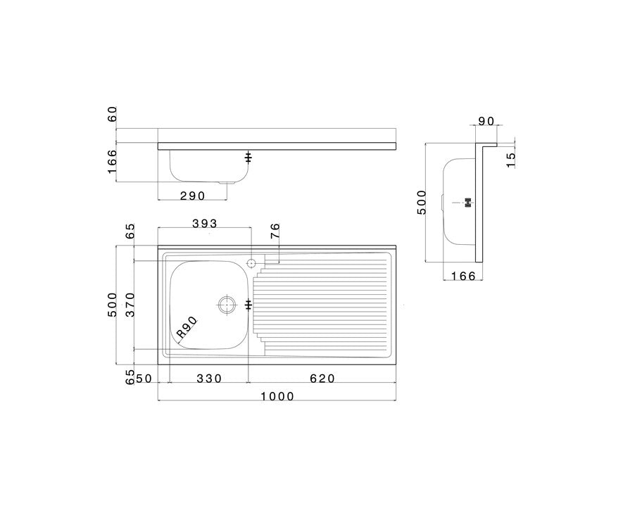 Lavello da appoggio in acciaio inox 2 vasche a destra dimensioni 120x50 cm pi1202mlpc apell