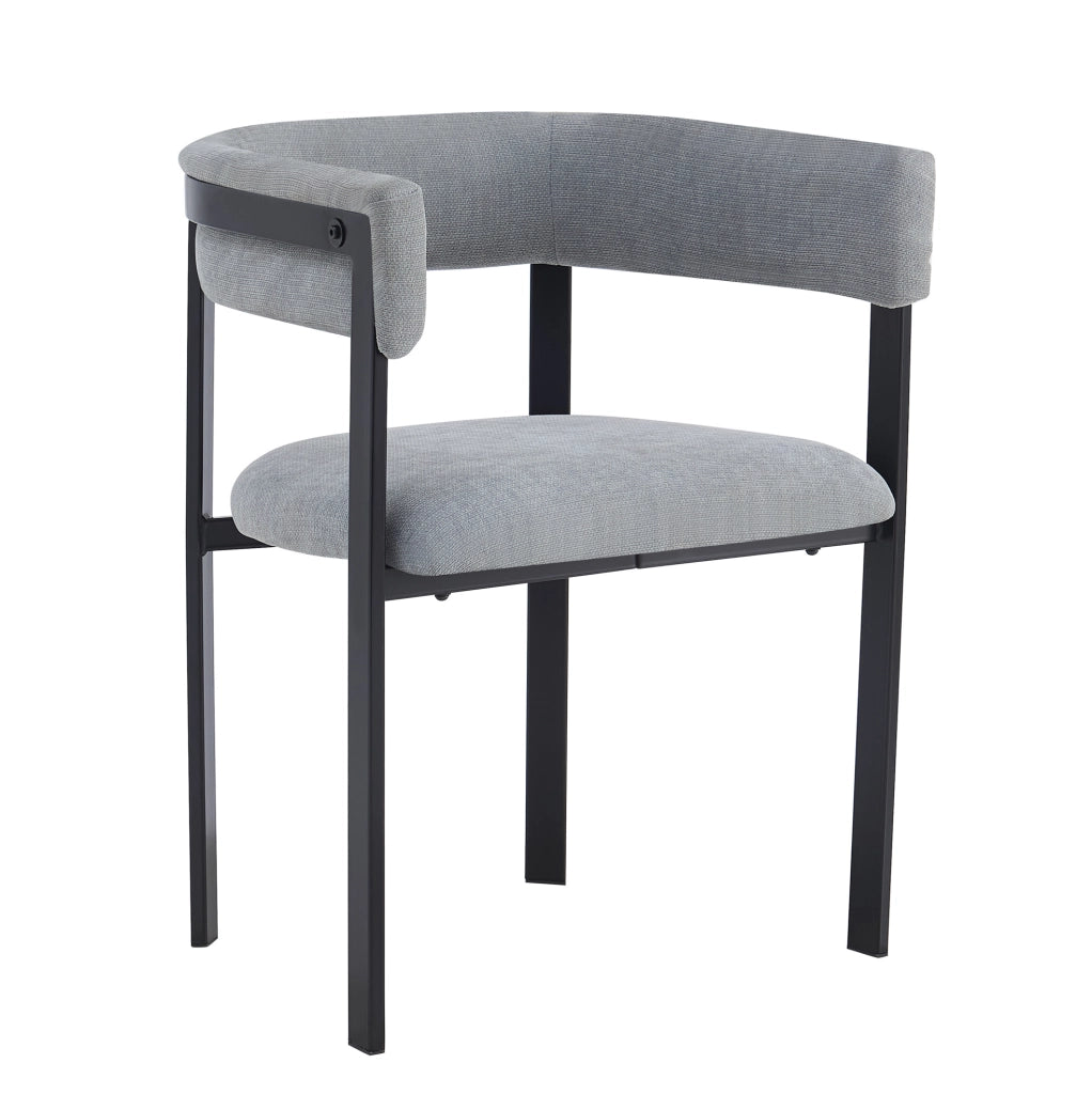 Set di 6 sedie da pranzo 61x50x76 cm con schienale curvo in chenille grigio