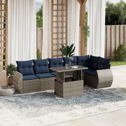 Set Divani da Giardino 7 pz con Cuscini Grigio in Polyrattan 3268551