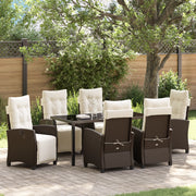 Set da pranzo da giardino 7 pezzi marrone polyrattan