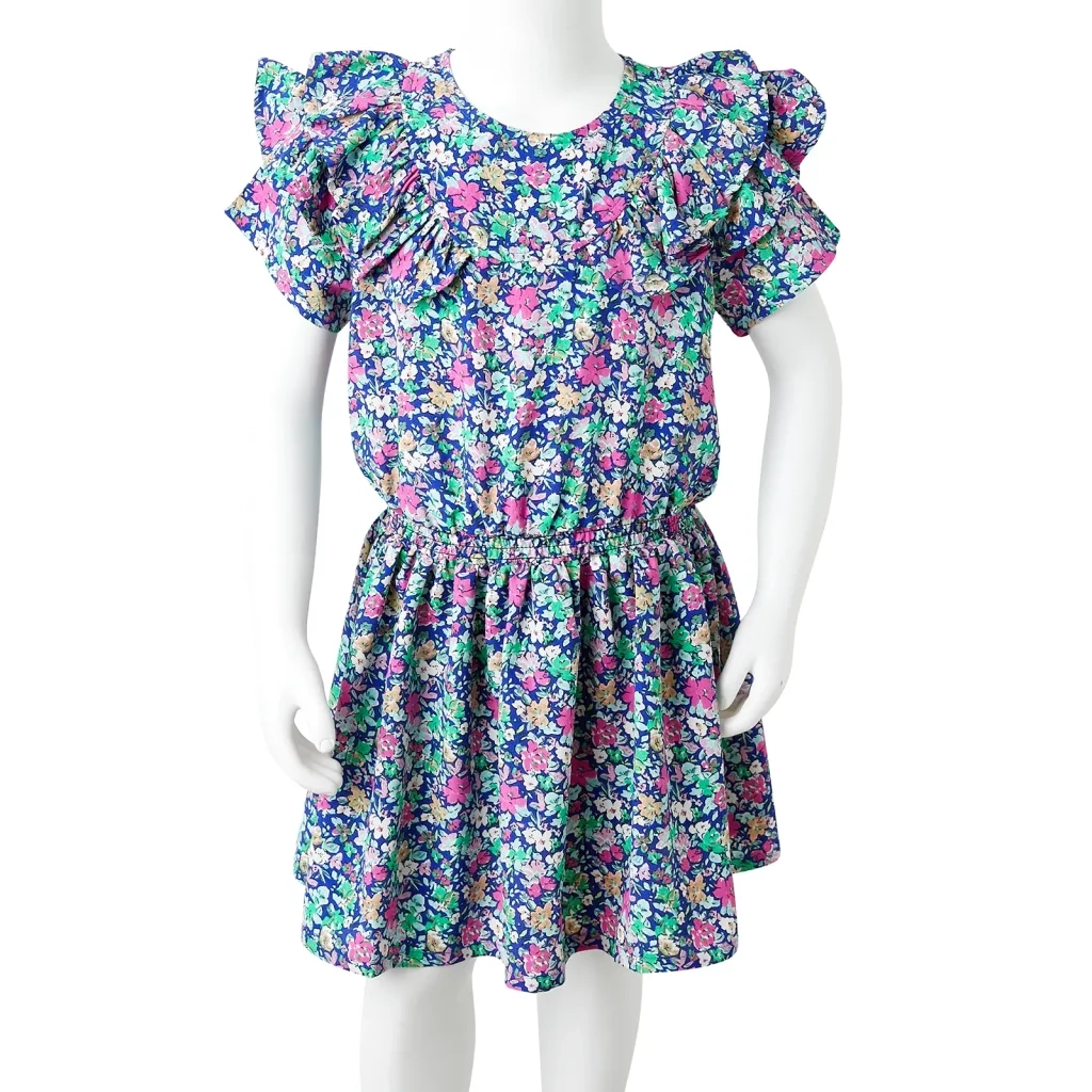 Abito da Bambina con Maniche a Volant Blu Cobalto 116 CFW2152636