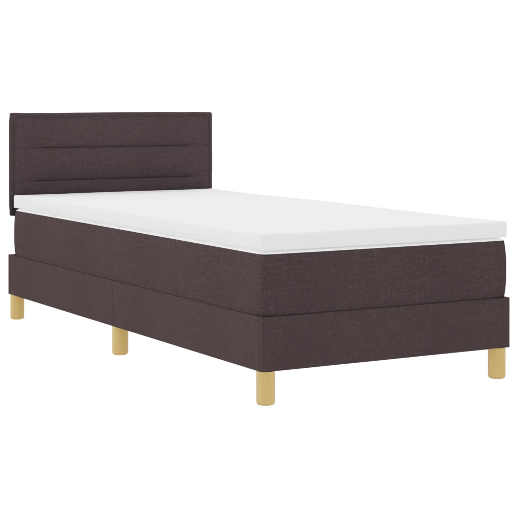 Letto Box Spring con Materasso Marrone Scuro 90x190 cm Tessuto