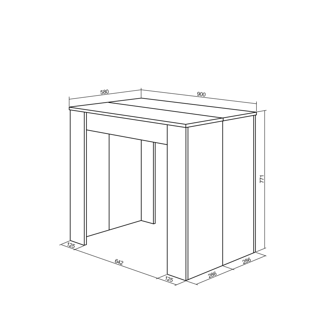 Consolle allungabile, 180x90x77cm, Per 8 persone, Tavolo da pranzo, Nero RF2627