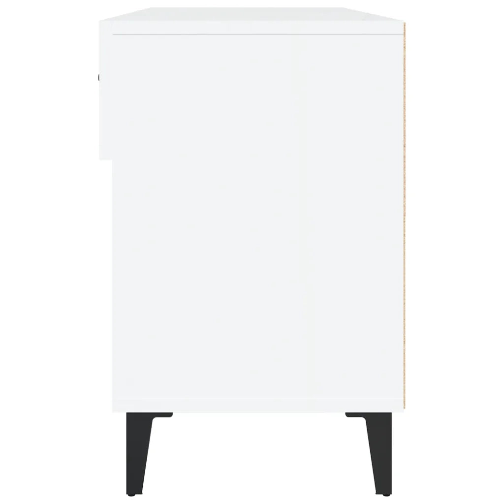 Scarpiera Bianco Lucido 102x35x55 cm in Legno Multistrato 812831