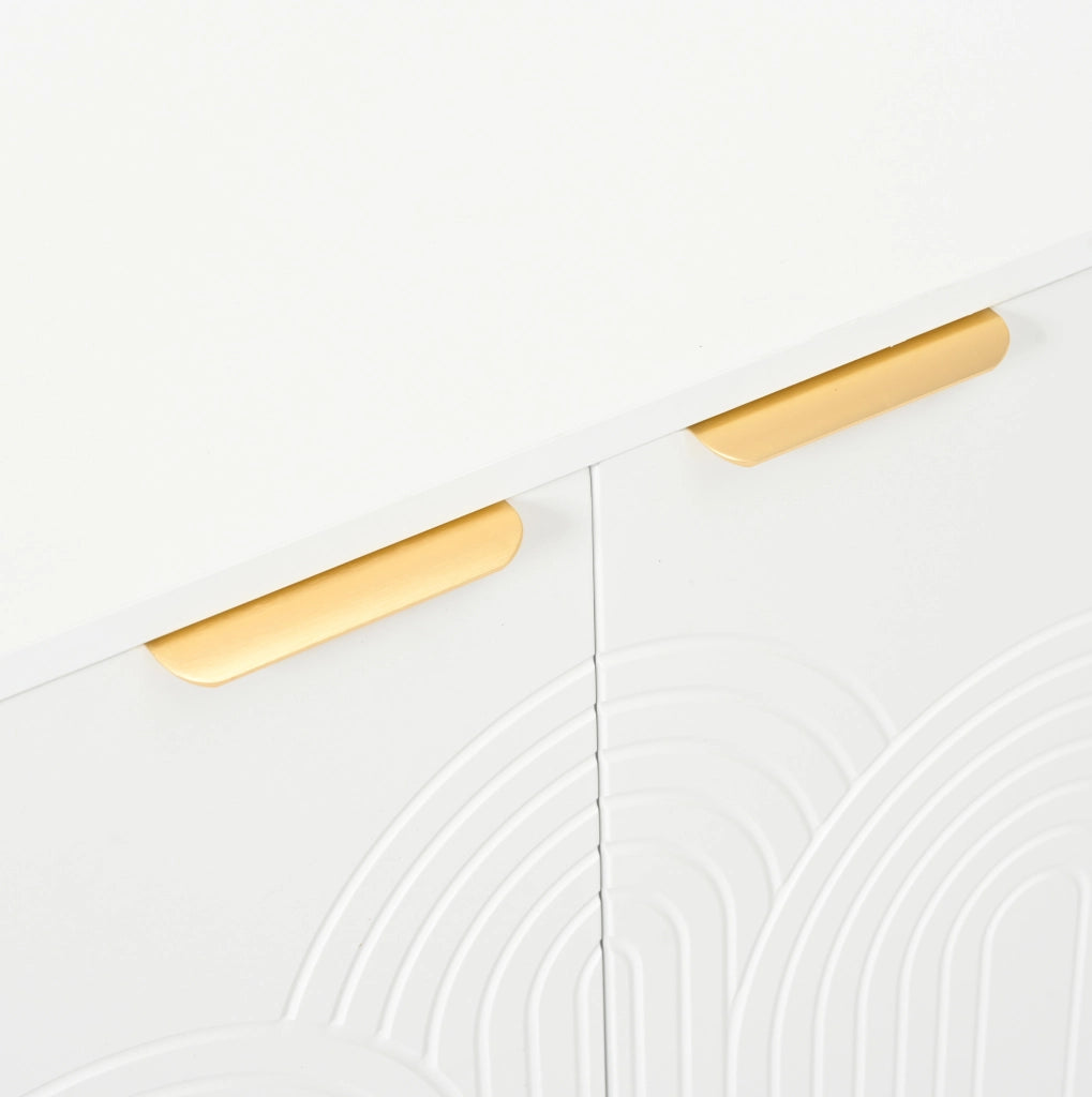 Credenza 4 ante 160x80x40 cm bianca con ripiani regolabili e cerniere soft-close