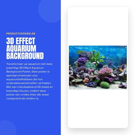 Decorazione Acquario 3D - Poster PVC - Impermeabile - Autoadesivo - Facile da pulire (61 x 41 cm) - Decorazione Acquario