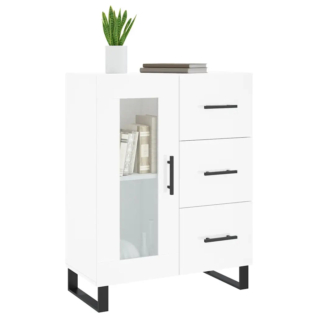 Credenza-Buffet-Armadio da cucina 69,5x34x90 cm in Legno Multistrato Bianco Lucido 199791