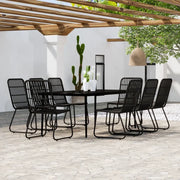 Set da Pranzo per Giardino 9 pz con Cuscini Nero cod mxl 41568