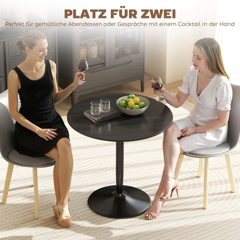 TAVOLO DA PRANZO ROTONDO Ø80 CM NERO IN MDF E ACCIAIO PER 2 PERSONE