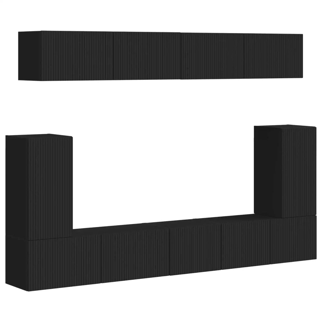 Set mobile TV Montaggio a parete 5 pcs Nero Legno multistrato 3409088