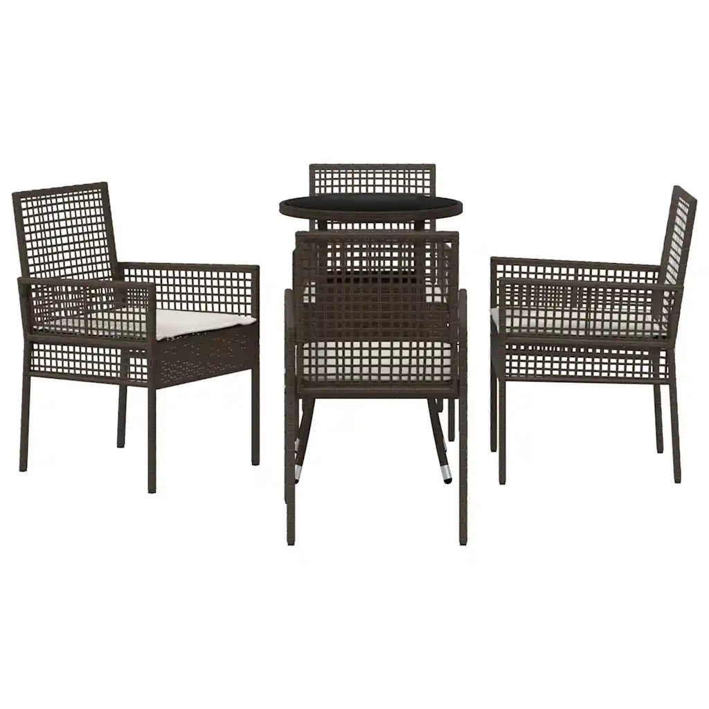 Set da Pranzo per Giardino 5 pcs Marrone polyrattan 3334944