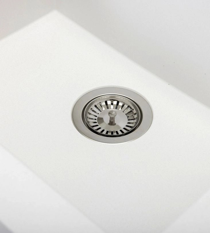Lavello a vasca singola con grembiule – lavello ceramica 63×49 cm, sifone salvaspazio incluso