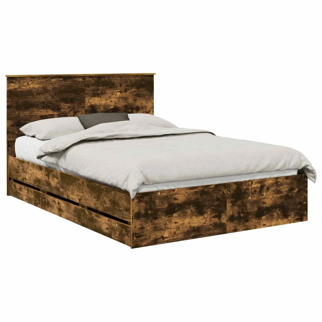 Struttura del letto con cassetto Rovere fumé 140 x 190 cm 3409458