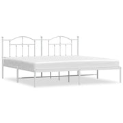 Letto matrimoniale | Letto per adulti | Giroletto con Testiera Metallo Bianco 200x200 cm