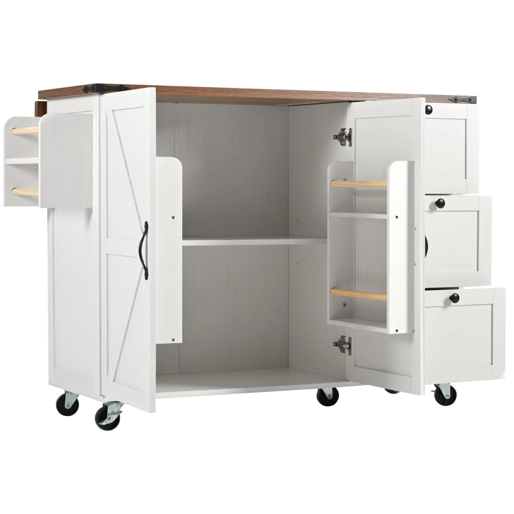 Isola Cucina con Piano Estraibile e 2 Ante 3 Cassetti ¨C MINIMAL ¨C Legno