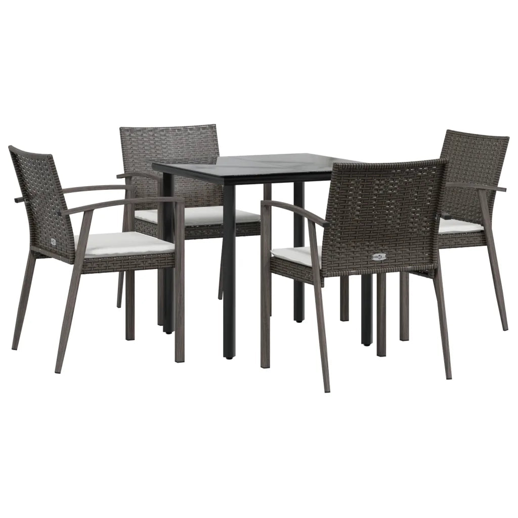 Set Pranzo da Giardino 5pz con Cuscini in Polyrattan e Acciaiocod mxl 100596